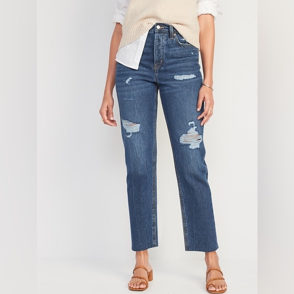 Destroyed Demin high rise mom jeans